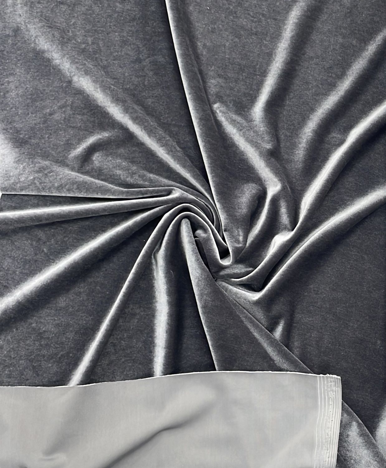[ 15944 ] Velvet Stretch Plain Dyed/160cm/5g/CHARCOAL per Meter