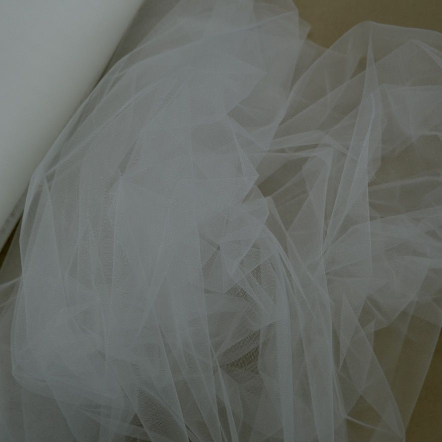 Tulle [ 19622 ] Tulle Veiling Sparkle-A1056F/3M/5g/SILK WHITE Superfine per Meter