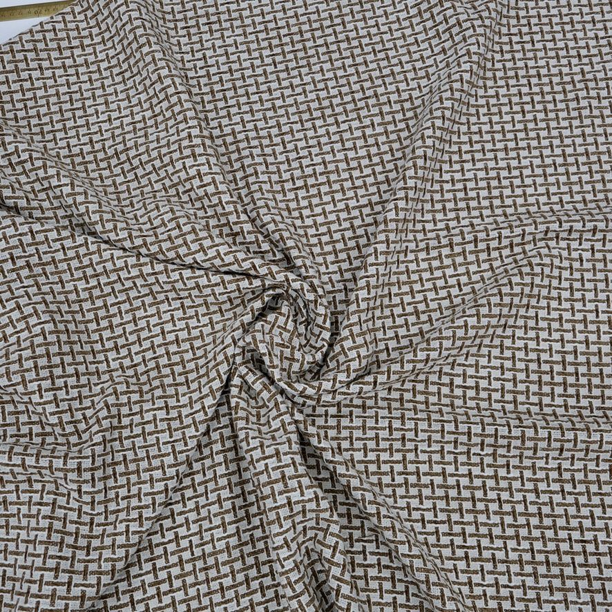 [ 24972 ] Boucle Basket Weave-GZ-39791-150-White / Mocca-04 per Meter