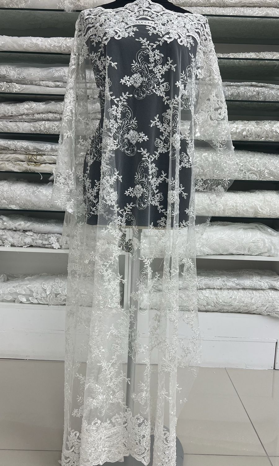Wedding Dress Fabric [ TEBC-GA-4323-2 ] TulleEmbBeadCord137cm-IVORY per Meter