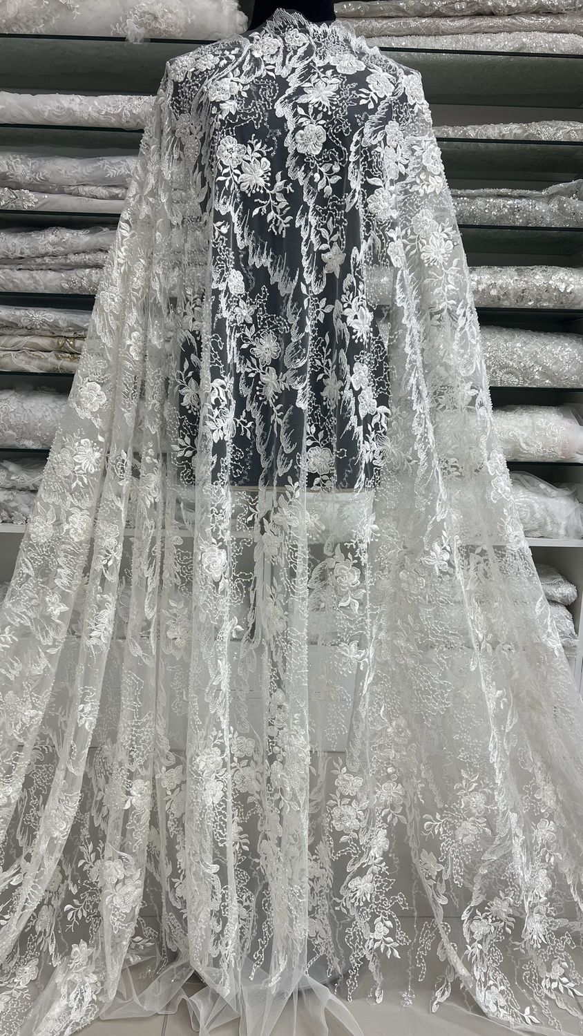 Wedding Dress Fabric [ 24022 ] Tulle Emb Beaded-KZ126310-S-135-02-IVORY per Meter