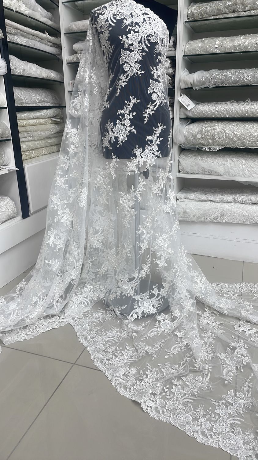 Wedding Dress Fabric [ 24293 ] Tulle Emb Beaded Metallic-EL67108CS-137-07-White/W per Meter