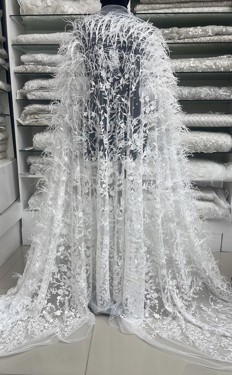 [ 24562 ] TulleEmbBead-128033-137-05-White/White per Meter