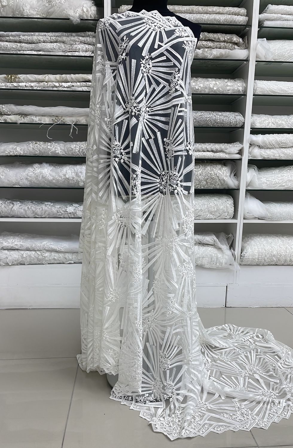 Wedding Dress Fabric Bridal Lace [ 16318 ] Tulle Embroidered/137cm/5g/IVORY per Meter