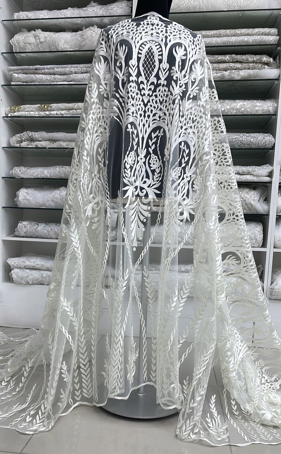Wedding Dress Fabric [ TUE-CA-63727-1 ] TulleEmb137cm-IVORY per Meter