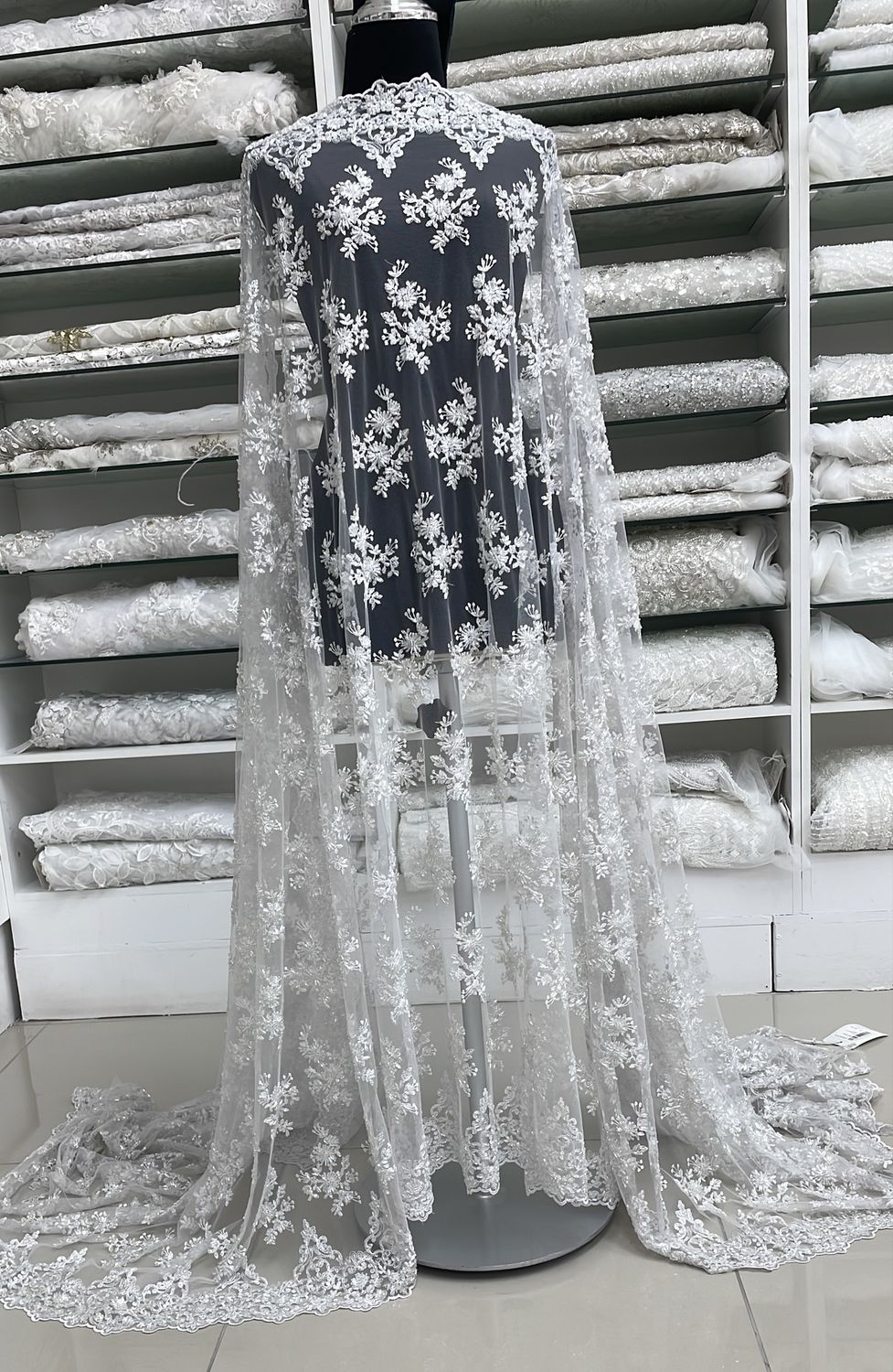 Wedding Dress Fabric [ TEB-SH-15602-1 ] TulleEmbBead137cm-WHITE per Meter