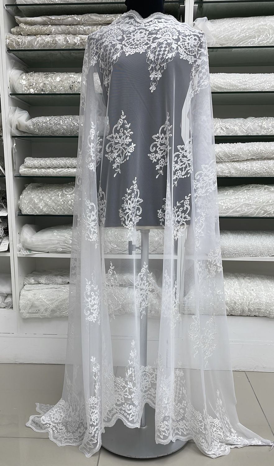 Wedding Dress Fabric [ LDE-E-PRM04-01 ] Lace Double Edge White per Meter