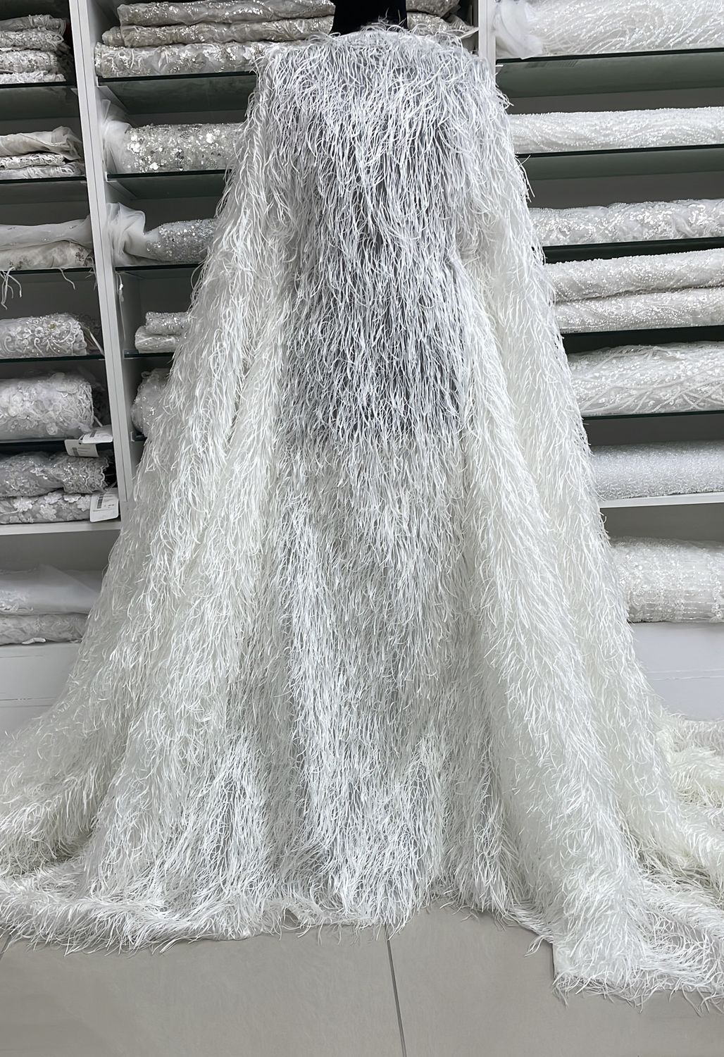 Wedding Dress Fabric [ 24765 ] Org Synth Feather-37847-147-White per Meter