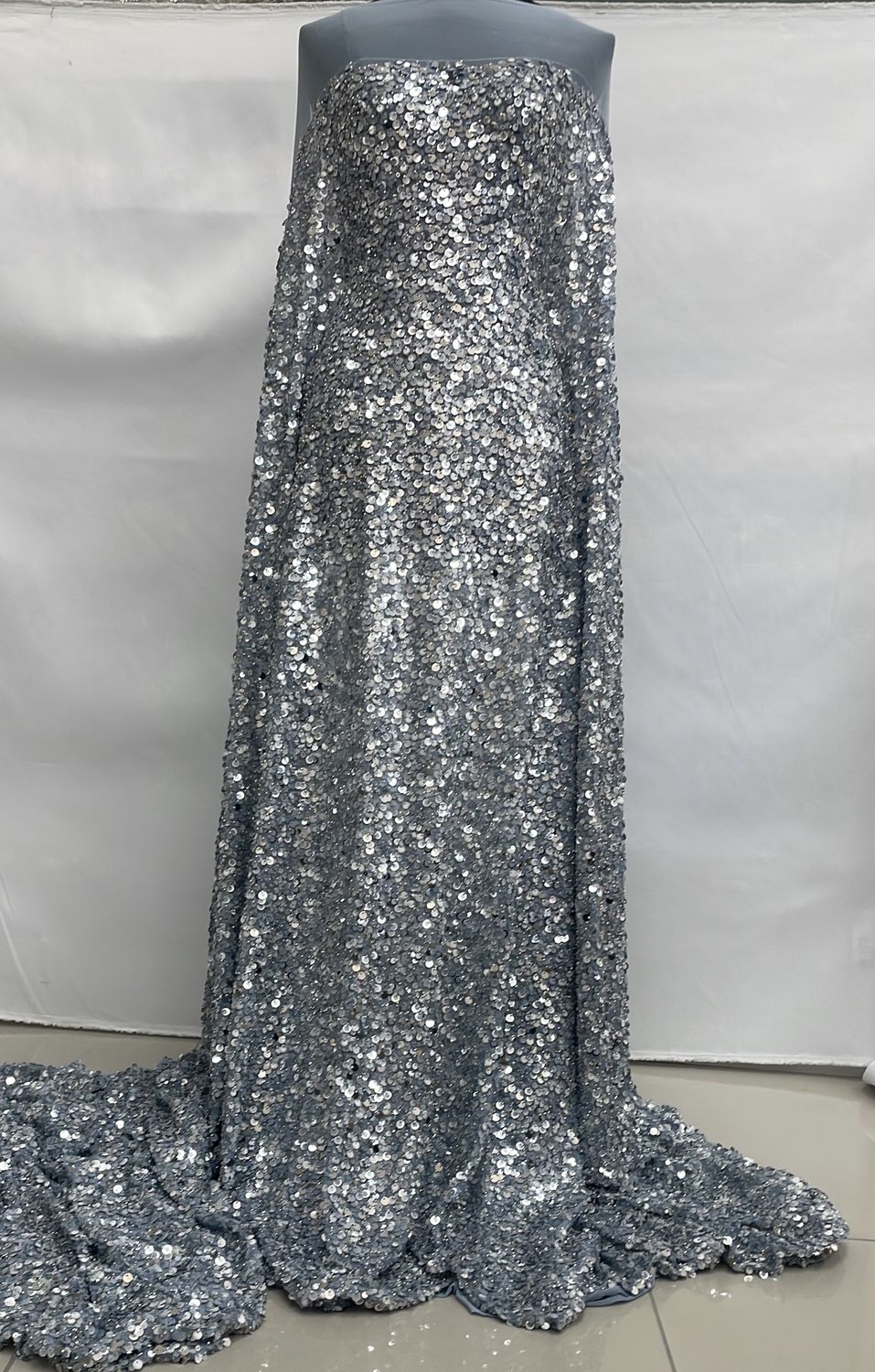 Dress Fabric [ 24828 ] Mesh Bead Secq-37820-137-Dove/Grey-2 per Meter