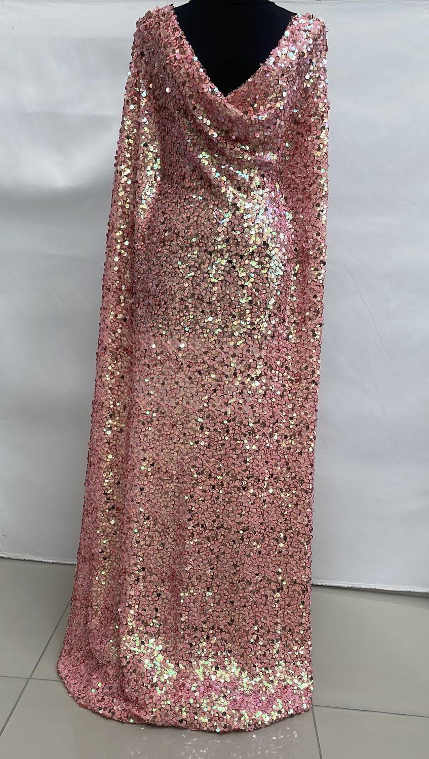 Dress Fabric [ 24829 ] Mesh Bead Secq-37820-137-Pink-3 per Meter