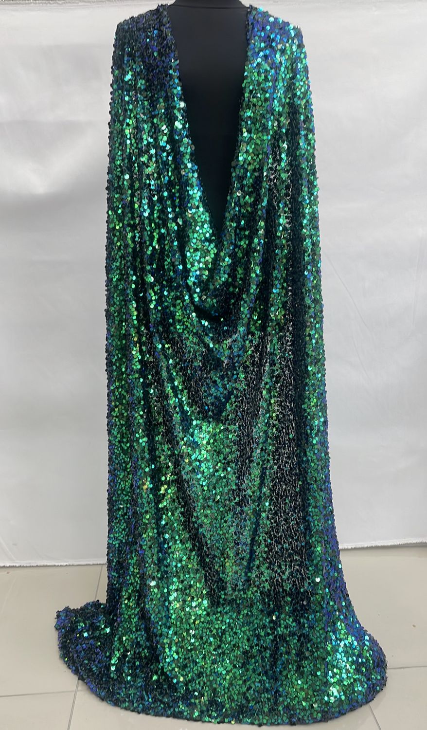 Dress Fabric [ 24826 ] Mesh Bead Secq-37820-137-AB Royal/Bottle -5 per Meter