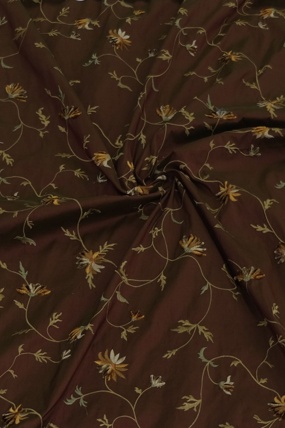 Silk Dupion [ SDE-SL-CRUX-08 ] Silk Dupion Emb 144 - Brown per Meter