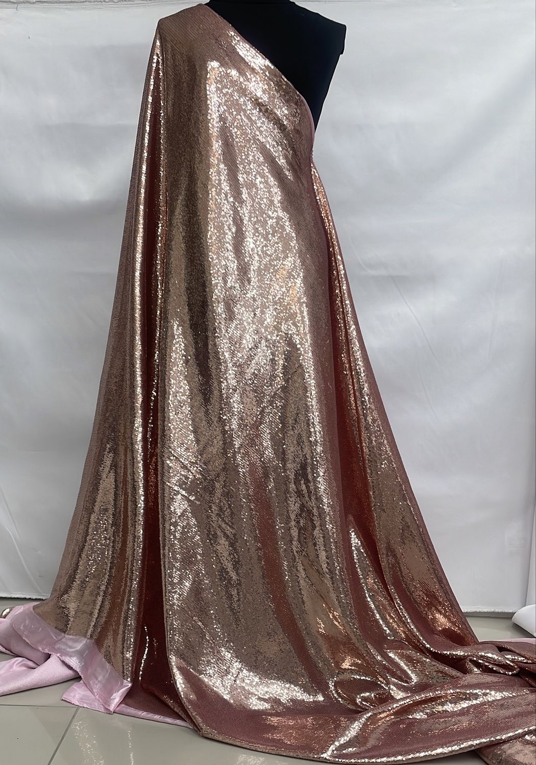 Sequins Dress Fabric [ 23988 ] Satin Sequin-GZ#1262-135-09-Rose Gold per Meter