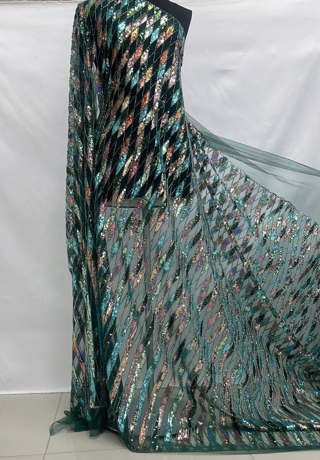 Dress Fabric [ 24802 ] Tulle Emb Bead-37807-137-Bottle-8 per Meter