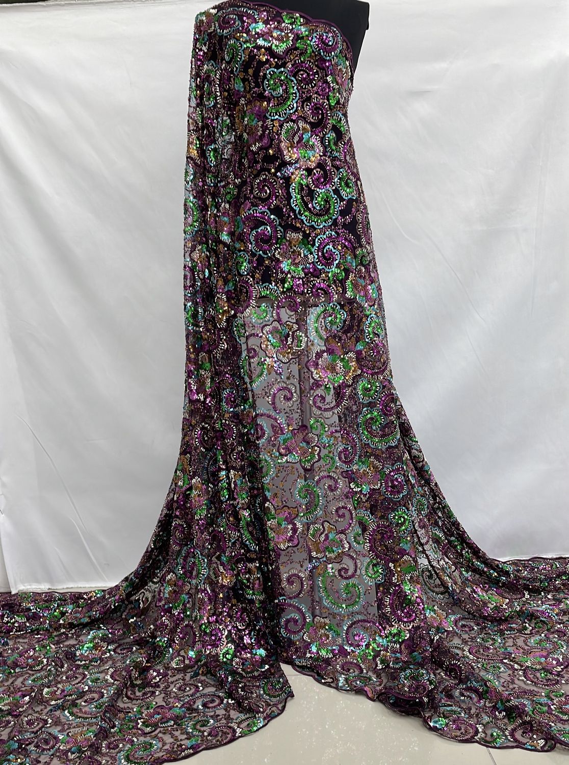 Dress Fabric [ 25065 ] Tulle Emb Beaded-GZ-WSR-2133-X-137-Purple-03 per Meter