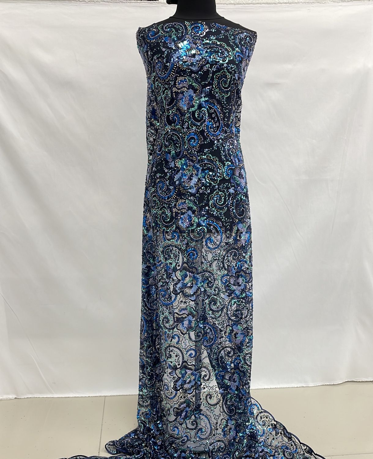 Dress Fabric [ 25066 ] Tulle Emb Beaded-GZ-WSR-2133-X-137-Navy-05 per Meter