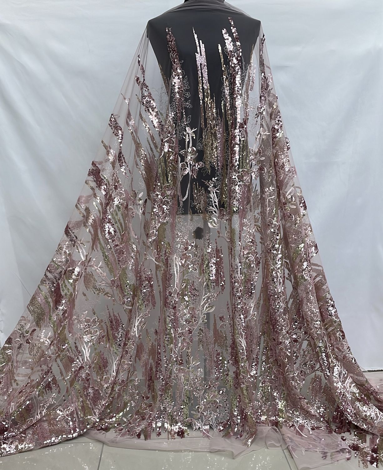 Dress Fabric [ 24998 ] Tulle Emb Beaded-GZ-39583-137-Musk-02 per Meter