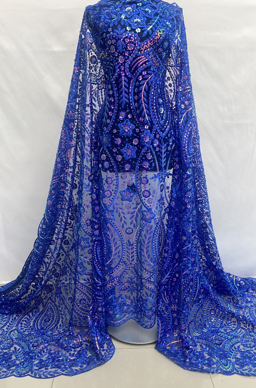 Dress Fabric [ 25062 ] Tulle Emb Beaded-GZ-WS22-16-137-Royal-05 per Meter