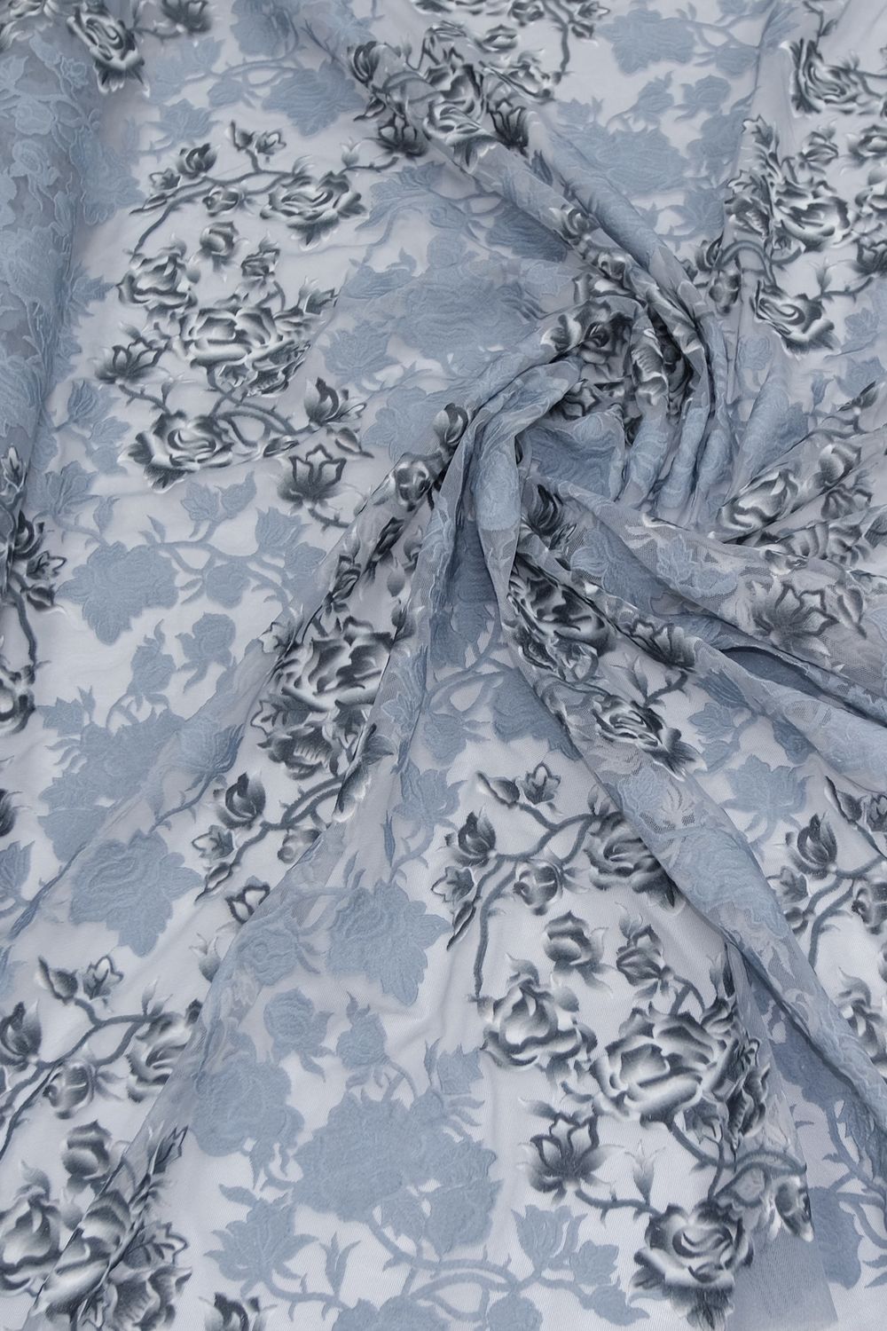 Tulle [ 21120 ] Tulle Embroidered/145/5g/Grey per Meter