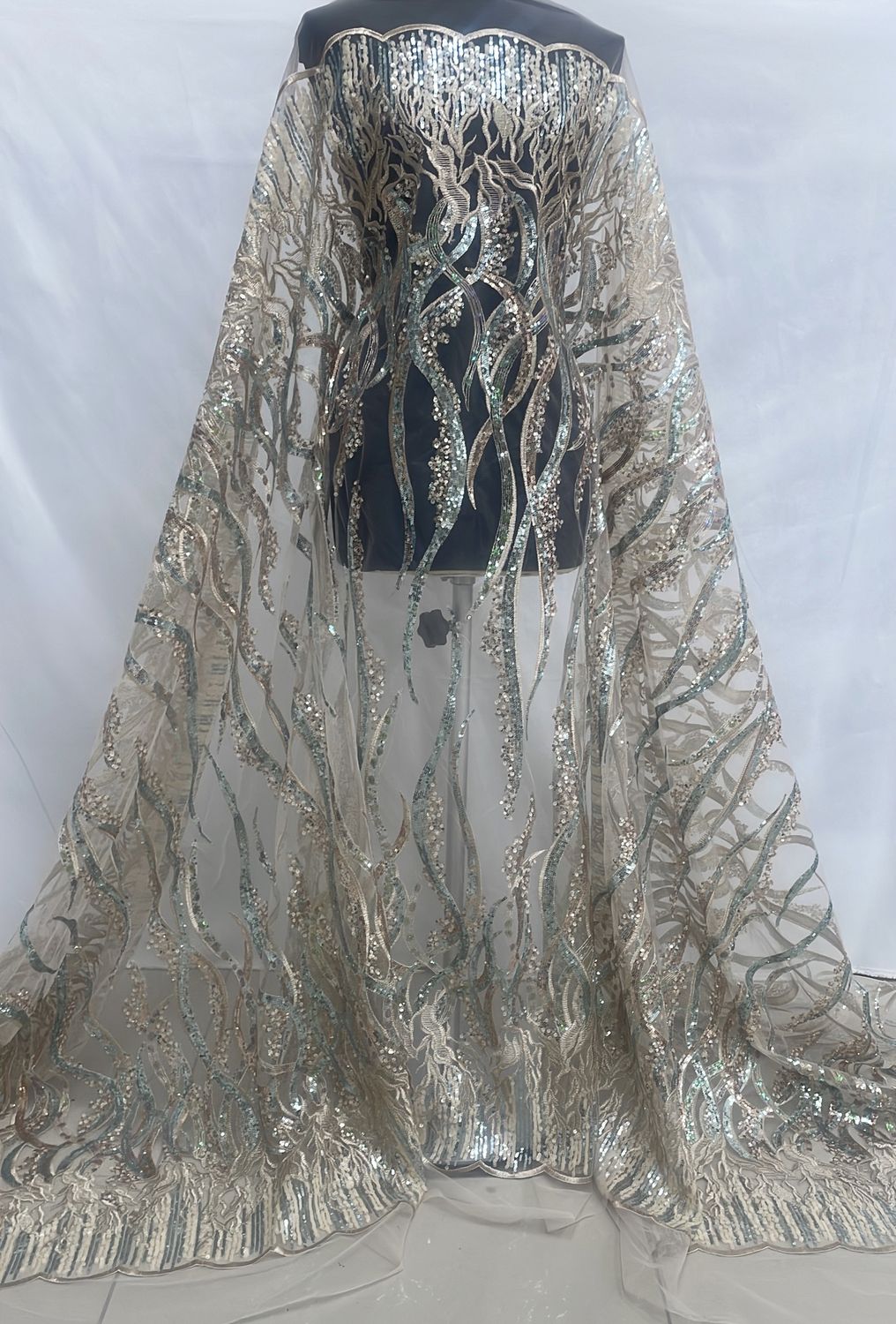 [ 24992 ] Tulle Emb Beaded-GZ-39579-137-Beige-02 per Meter