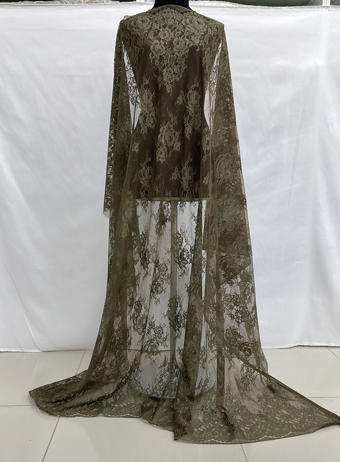 Dress Fabric [ LCD-DC-599-237 ] LaceChantilly Design 150-Dark Olive per Meter