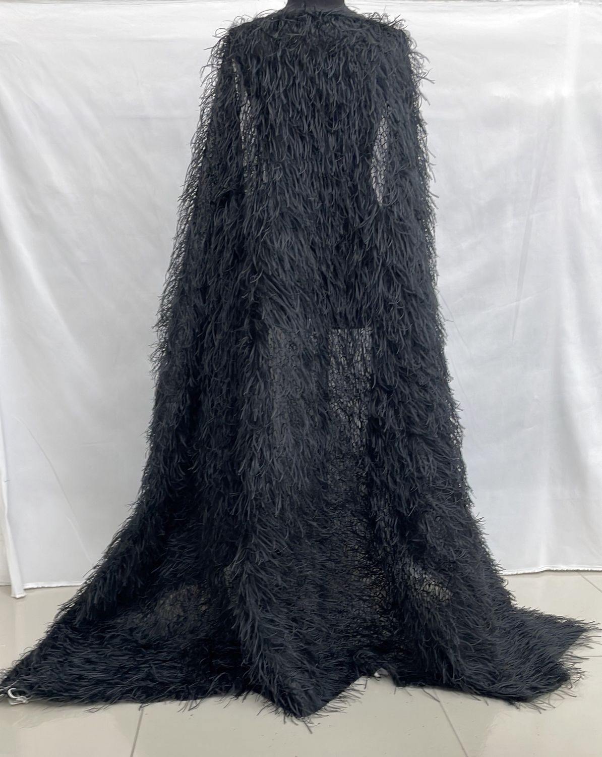 Dress Fabric [ 24766 ] Org Synth Feather-37847-147-Black per Meter