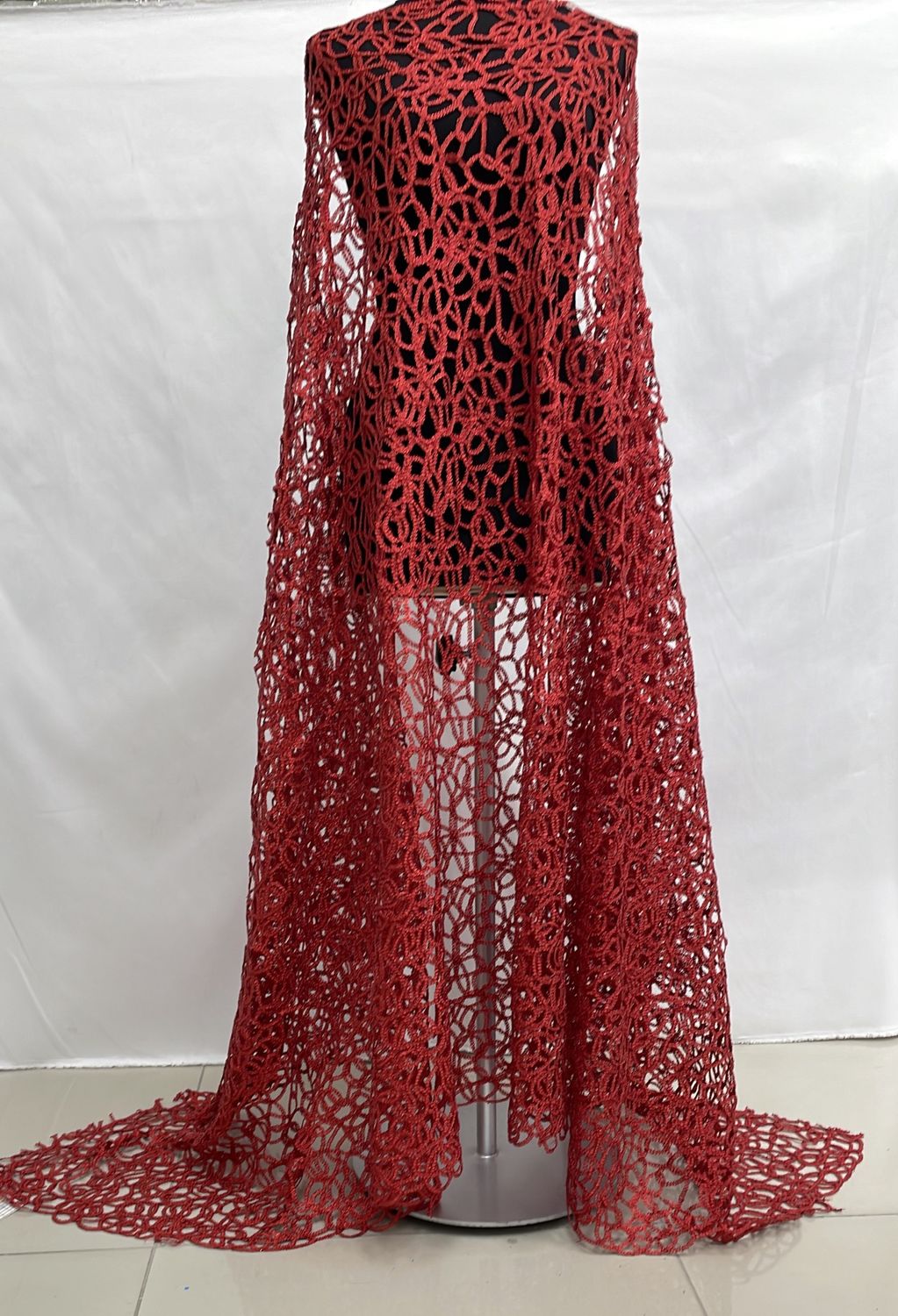 Dress Fabric [ 18408 ] Chain Metalic Embroidery/140cm/5g/RED per Meter