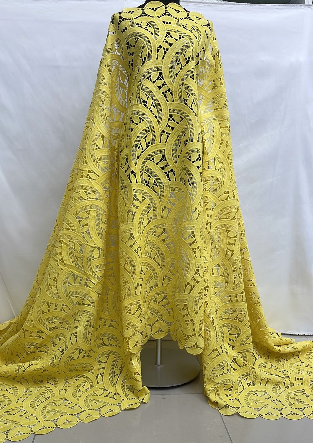 Sequins Dress Fabric [ 24410 ] EmbroiderySeq-36296-137-02-Yellow per Meter