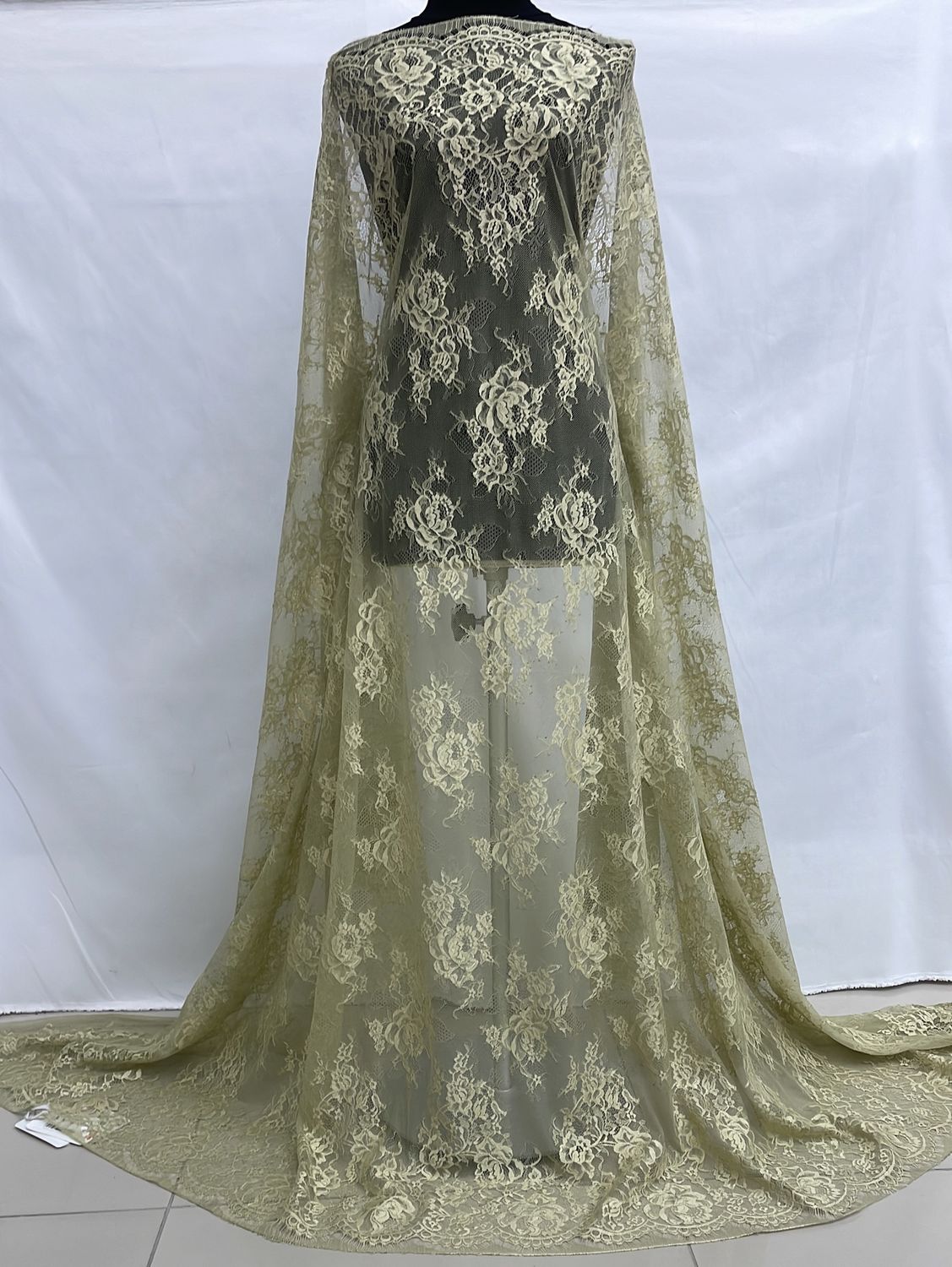 Dress Fabric [ LCD-DC-599-234 ] LaceChantilly Design 150-Sage per Meter