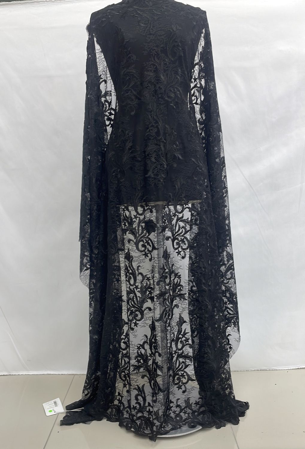 Dress Fabric [ LAE-ES-7260-B ] LaceEmbroidered137cm-BLACK per Meter