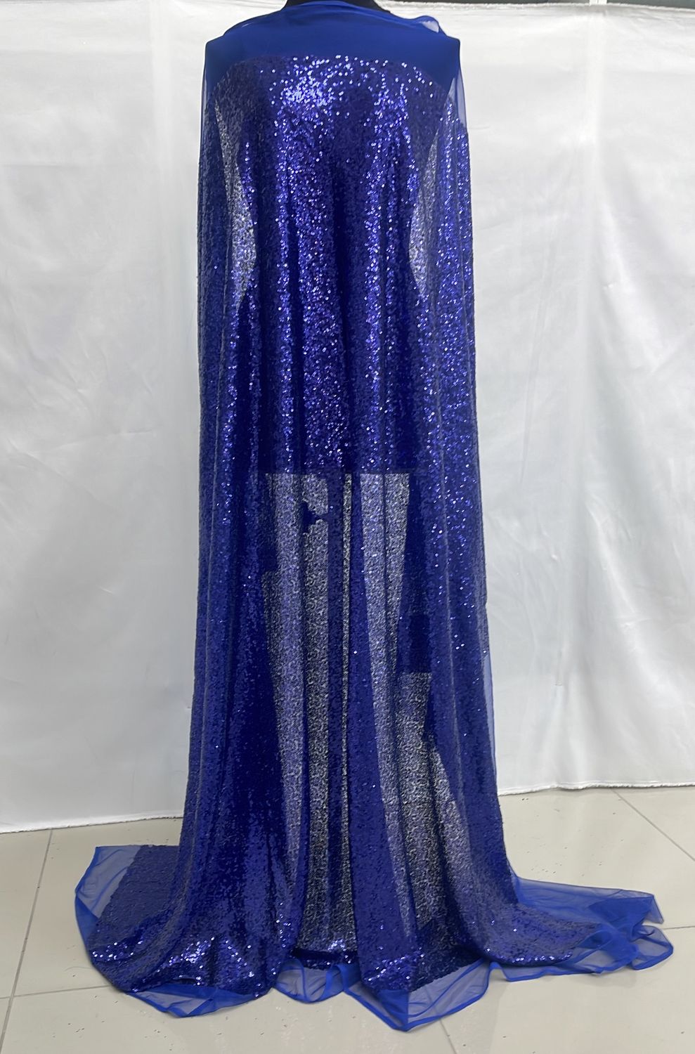 Sequins [ TS-G17A12263-38 ] TulleSecquins137cm-ROYAL BLUE per Meter