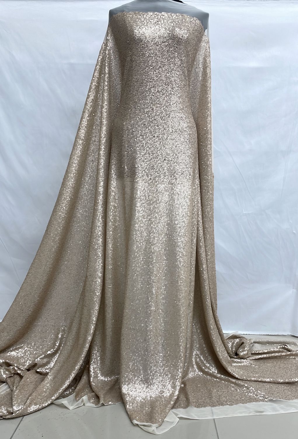 Sequins [ 25019 ] Tulle Sequence-GZ-GZNO 0136-137-Champagne-31 per Meter