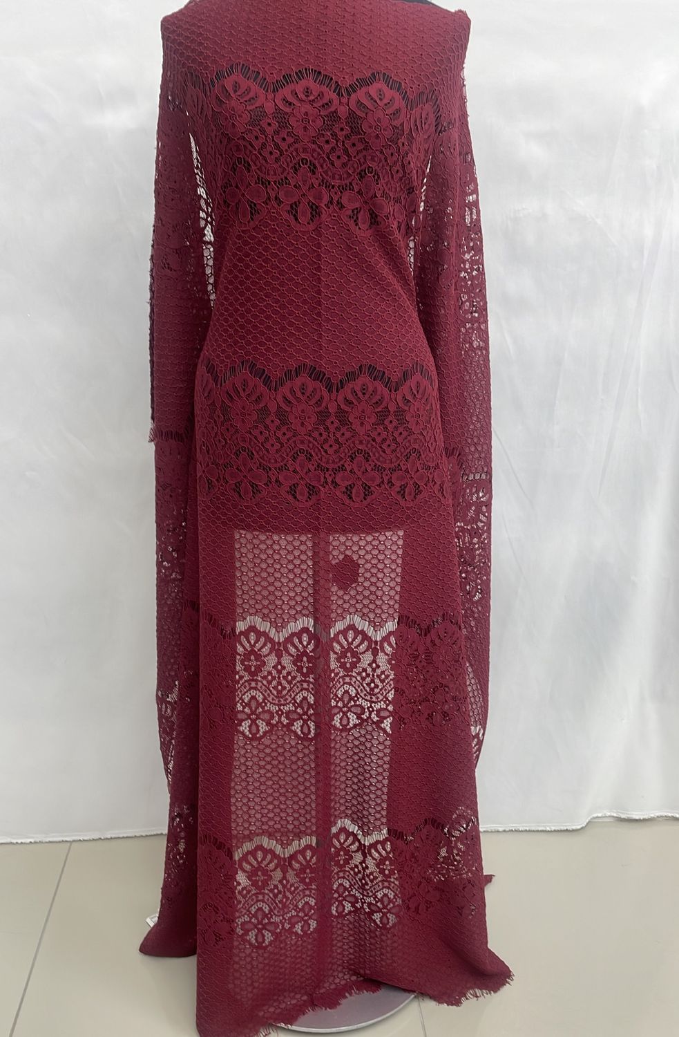 [ 14625 ] Lace Corded Stretch/150cm/5g/Maroon per Meter