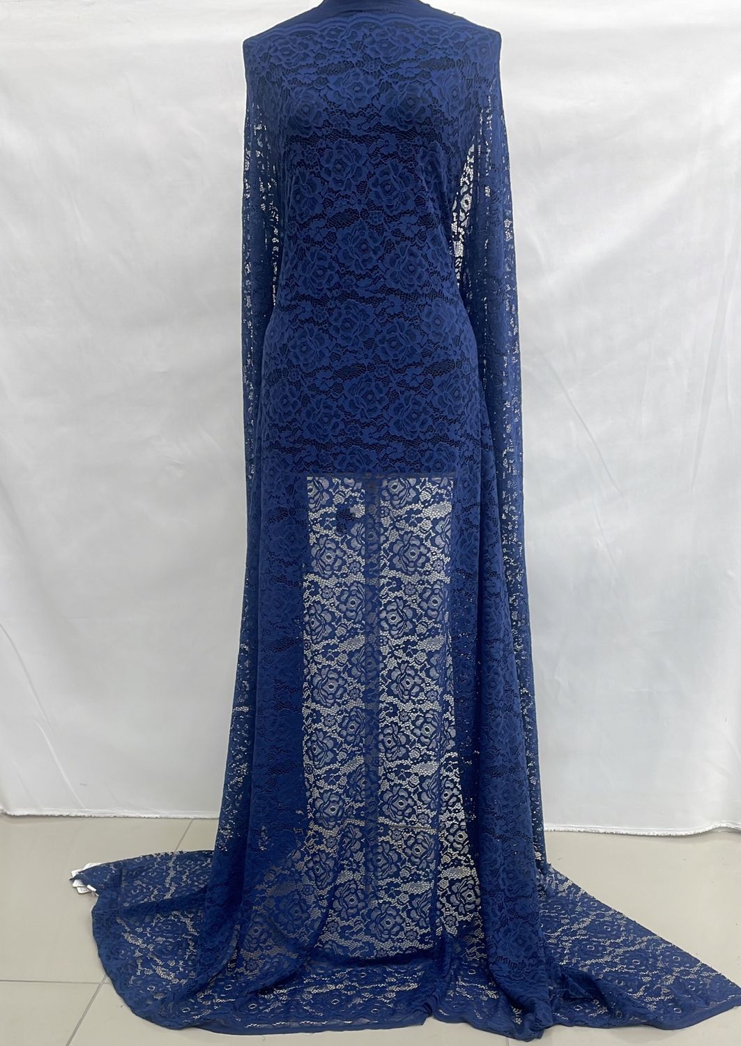 [ 19565 ] Lace Corded Stretch/150cm/5g/NAVY per Meter