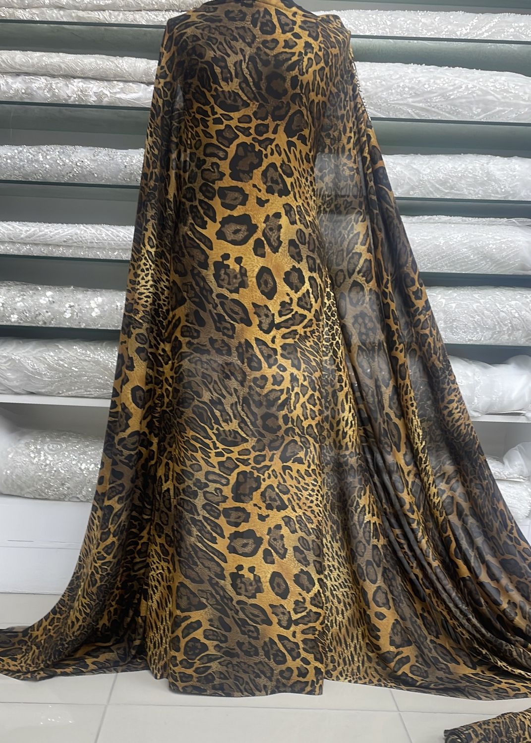 Crepe Crepe Animal Print-per m-150-1-Brown Black