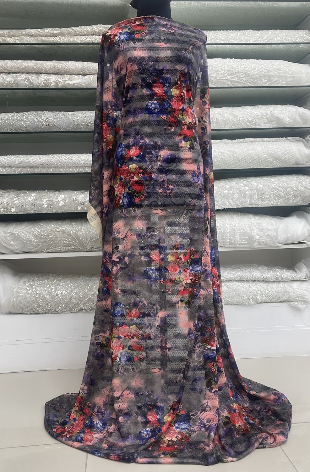 Knit [ KSP-G12A182-03B ] Knit Stretch Print 150-Purple per