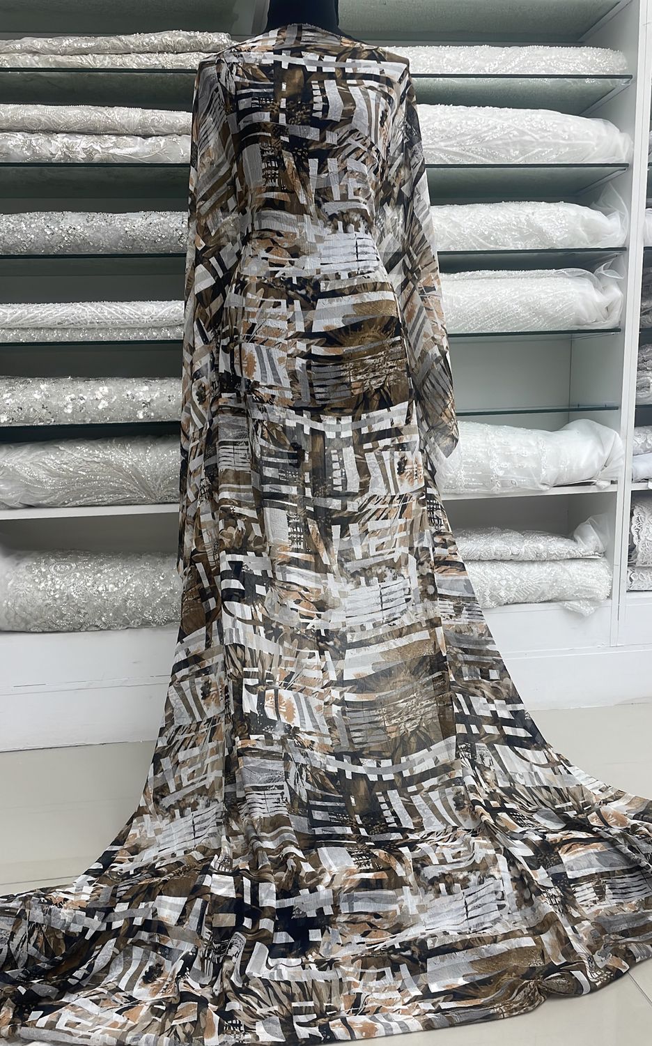 [ GEP-MI-283-703 ] GeorgettePrint155cm-BROWN per Meter