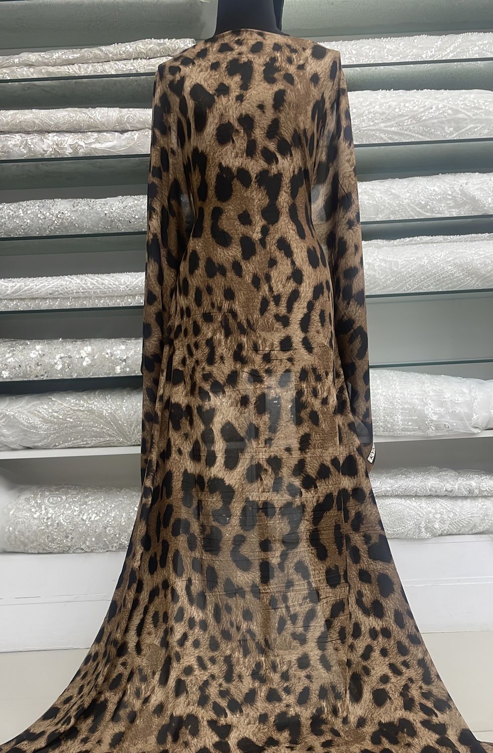 Crepe Crepe Animal Print-per m-150-6-Brown Black
