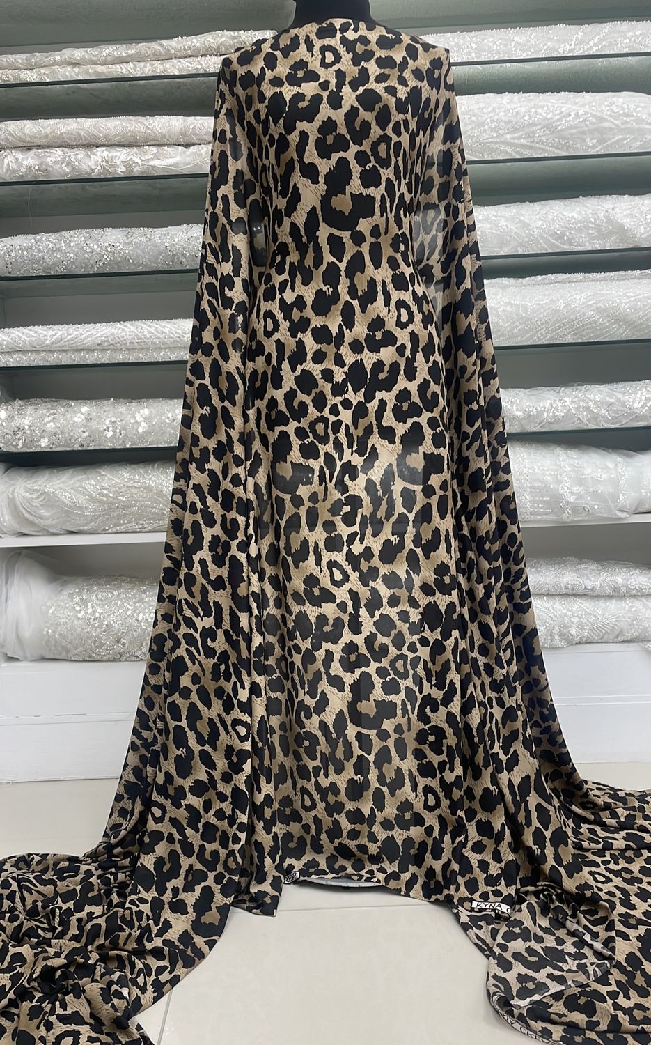 Crepe Crepe Animal Print-per m-150-1-Taupe Black