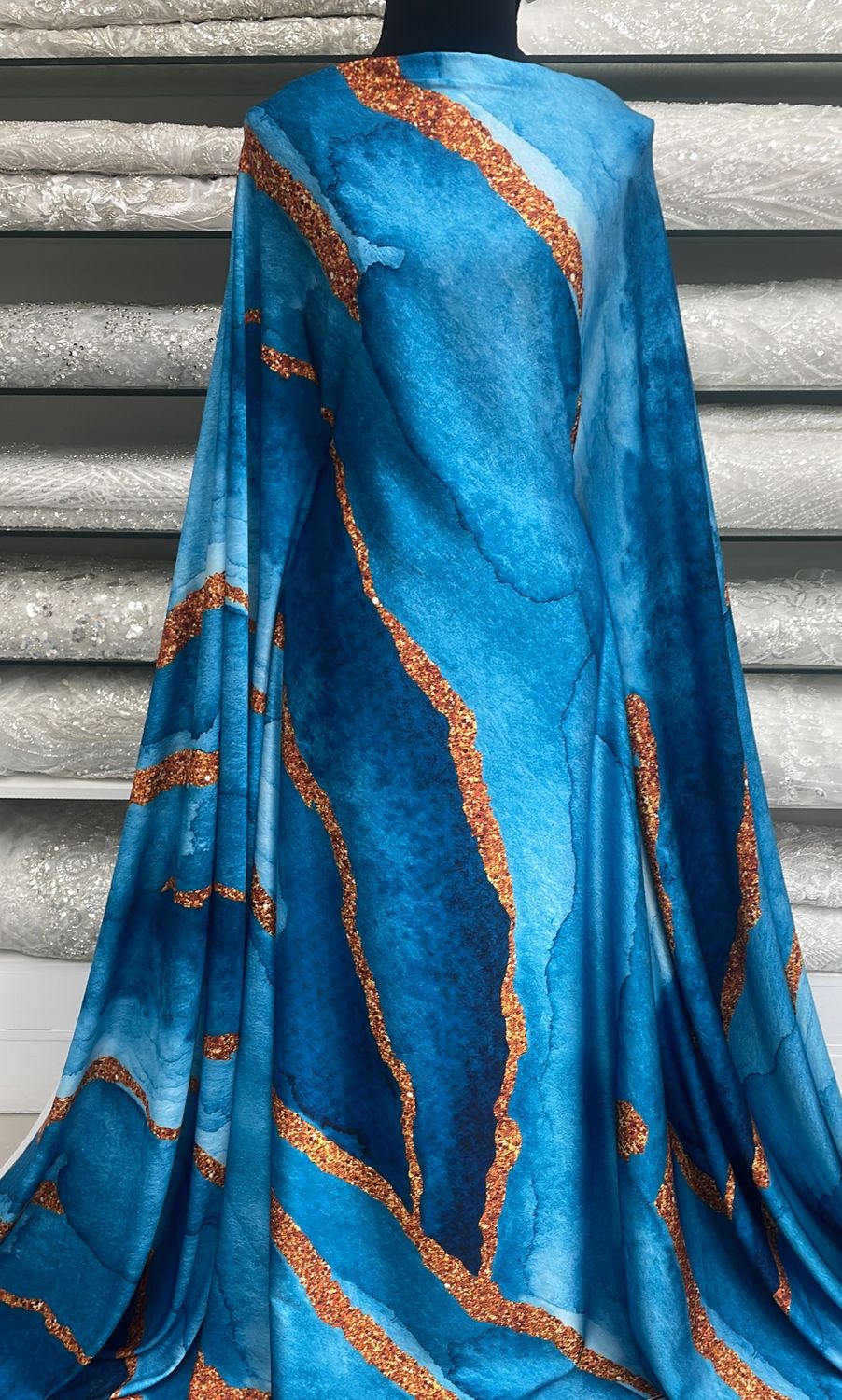 Armani Silk DigiPrint-per m-150-1-MarineBlue Rust