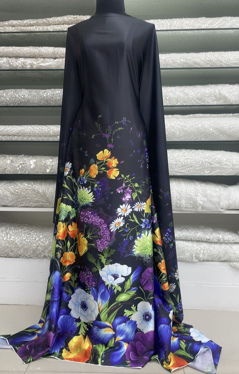 [ 24928 ] Satin Armani Floral-150-04-Dark Purple per Meter