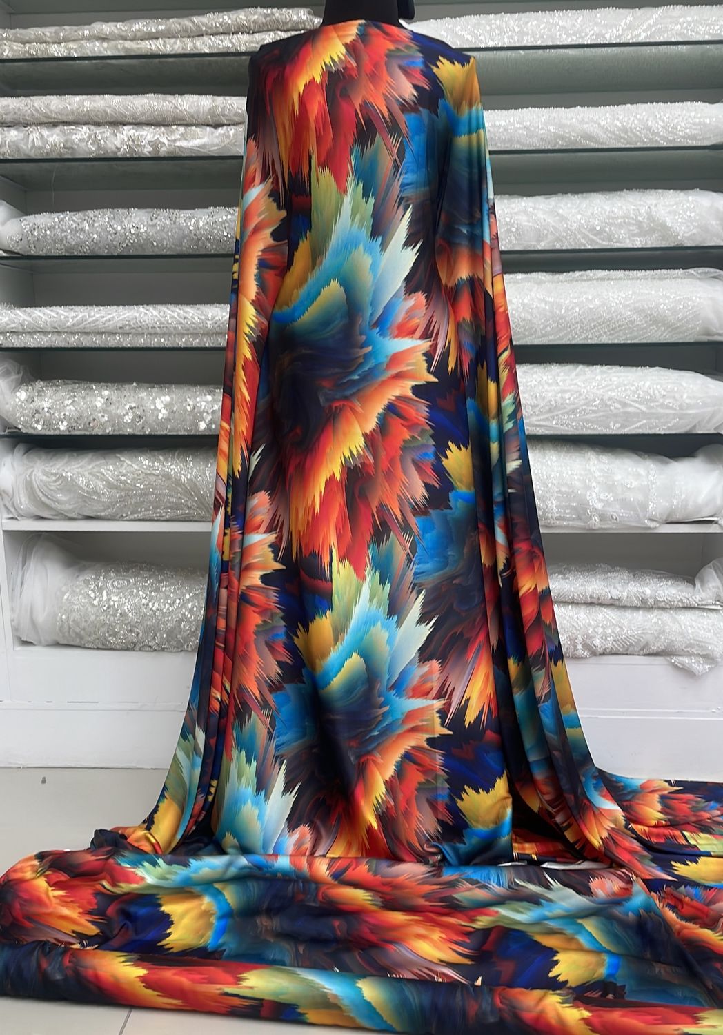 Armani Silk DigiPrint-per m-150-2-Navy Orange