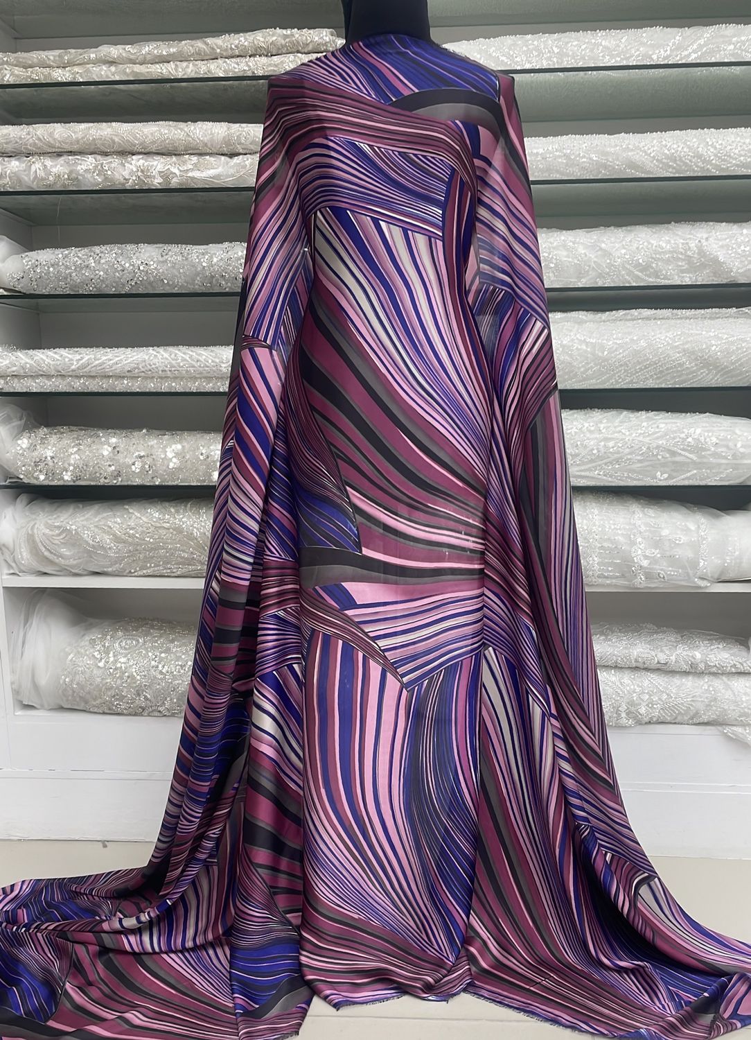 Chiffon [ 20966 ] Chiffon Satin/150/5g/PinkBlue per Meter