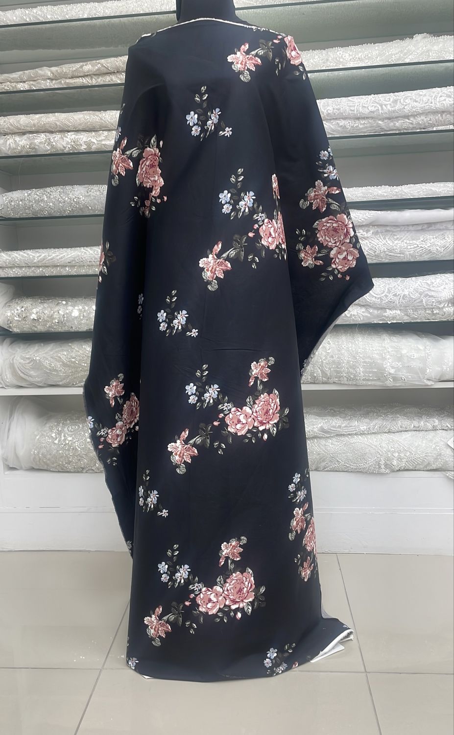 [ 21655 ] Cotton Sateen Printed/150/5g/Black per Meter