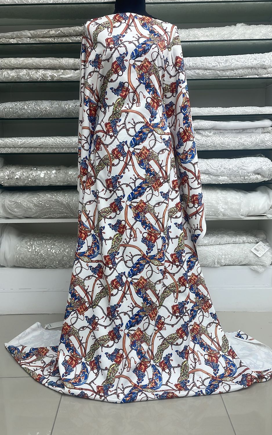 [ 21675 ] Poly Non Stretch Printed/150/5g/IOVRY/BLUE per Meter
