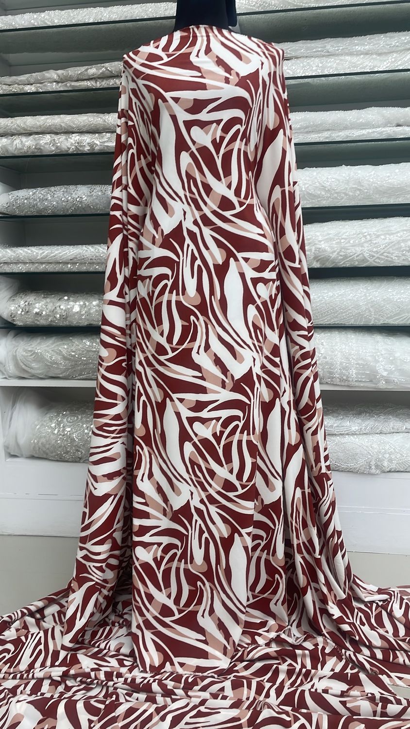 [ 23842 ] Kenzo Stretch Print-P3296-150-02-Rust per Meter