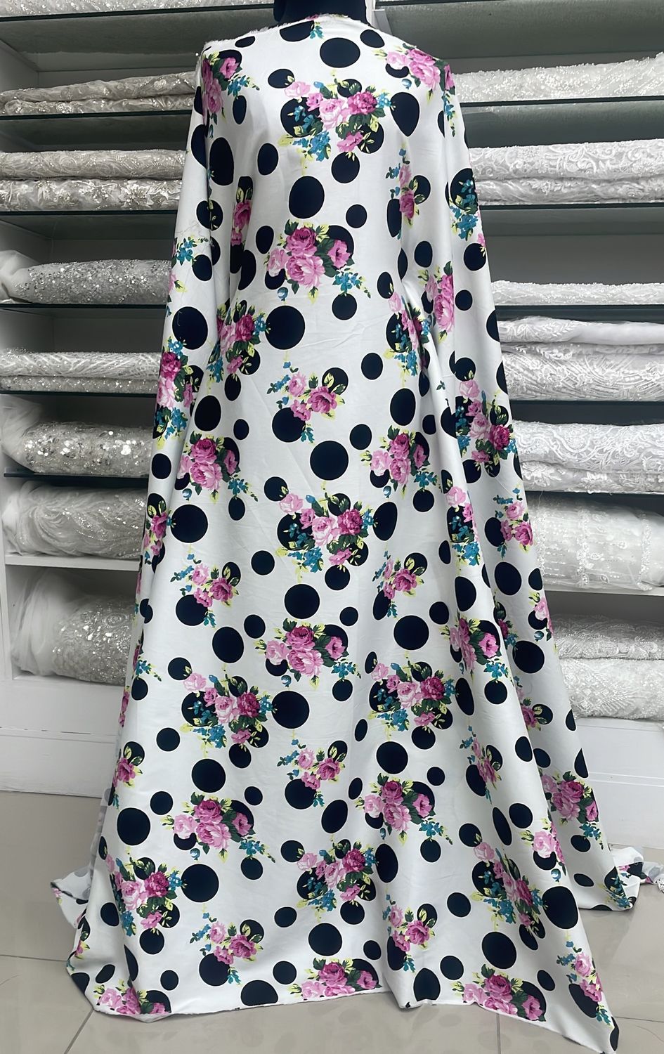 [ 14963 ] Cotton Sateen Printed/150cm/5g/White Black per Meter