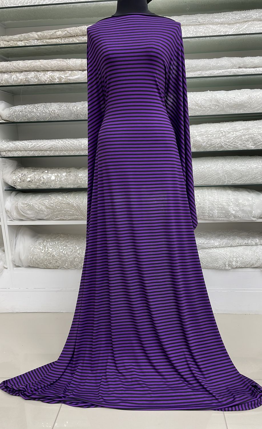 Knit [ KPS-BI-7311-112A ] KNIT MAYA MED/STR 48%POLY47%RAYON5%SP PurpleBlack per Meter