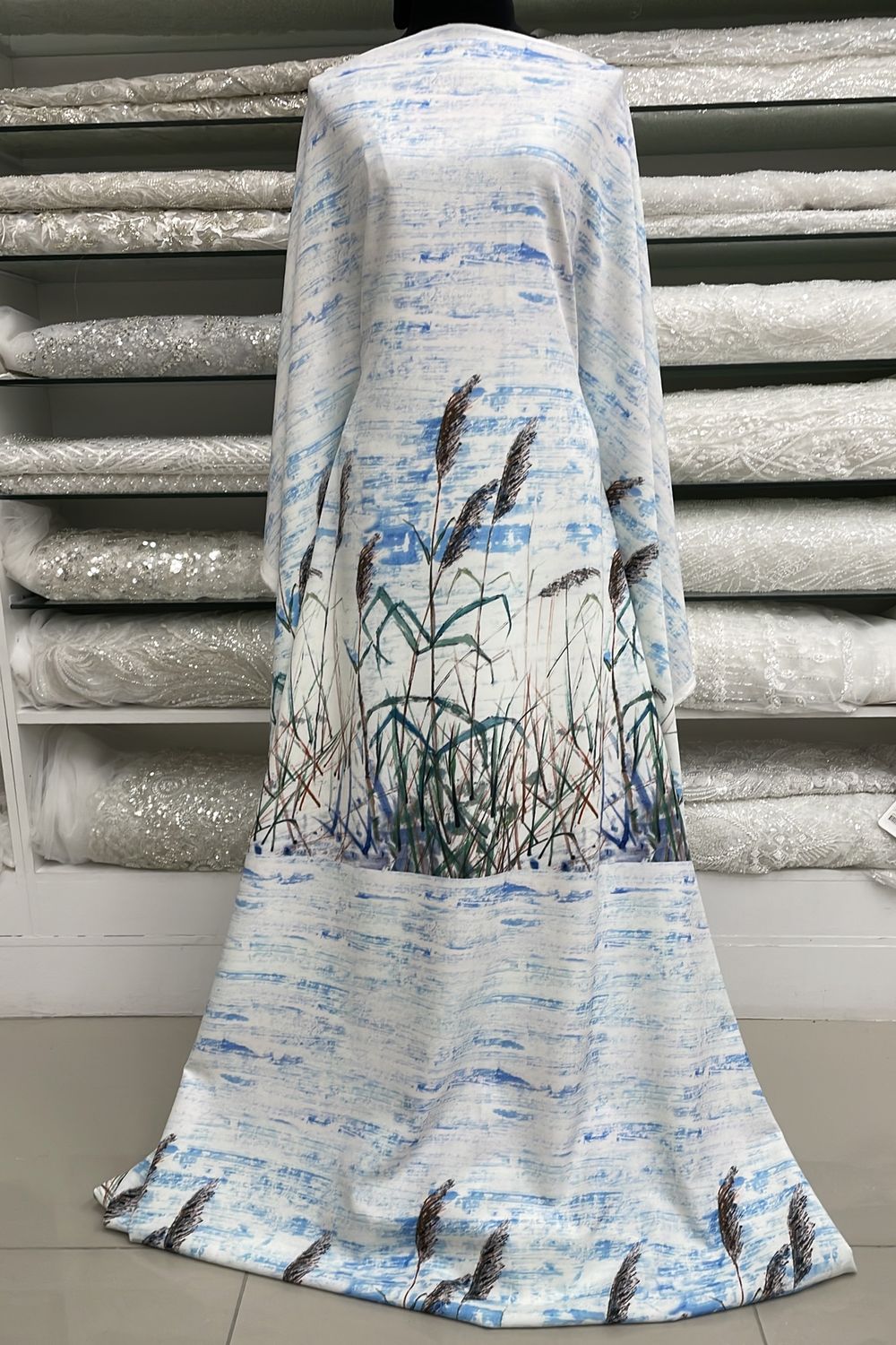 Scuba [ 14645 ] Knit Scuba Printed/150cm/5g/Blue per Meter