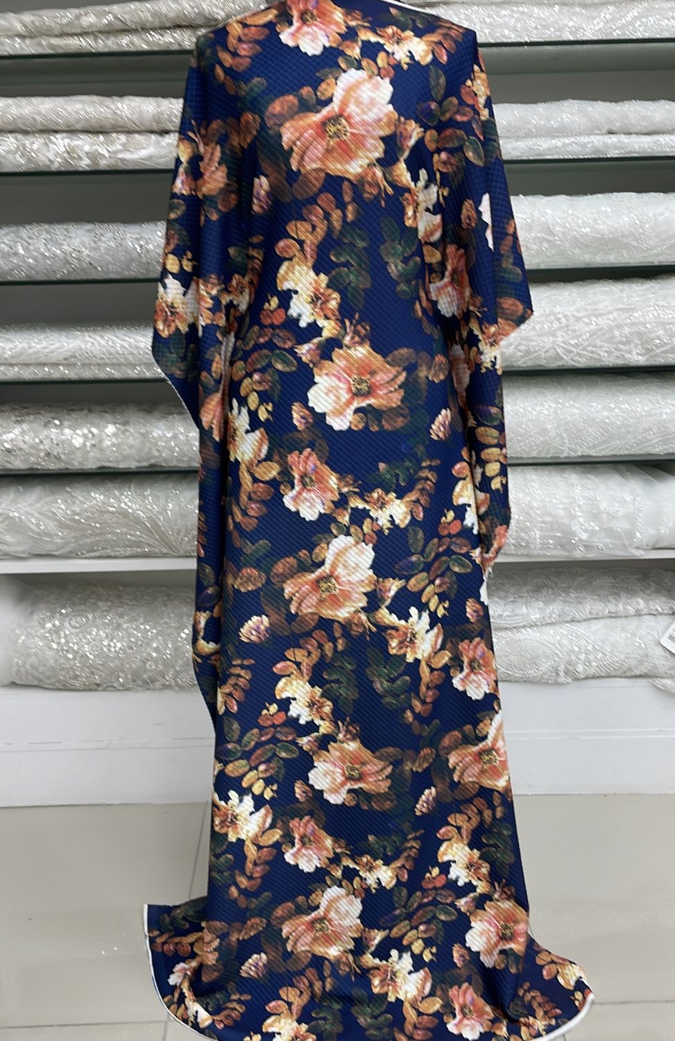Knit [ KJQP-AT-2471-3 ] KnitJacuqrdQuiltPrint-137cm-NAVY per Meter